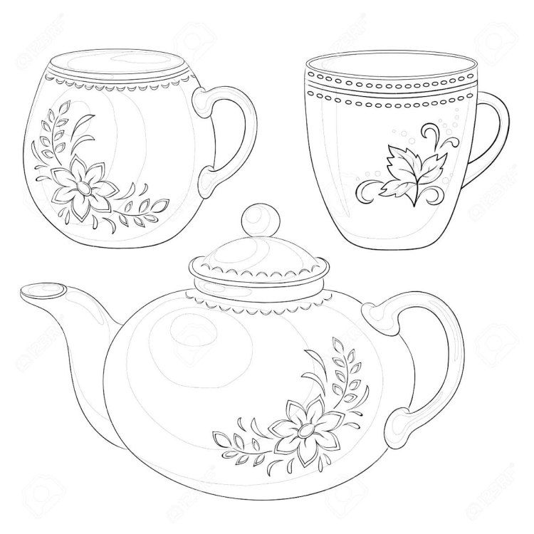 Чайник трафарет для рисования