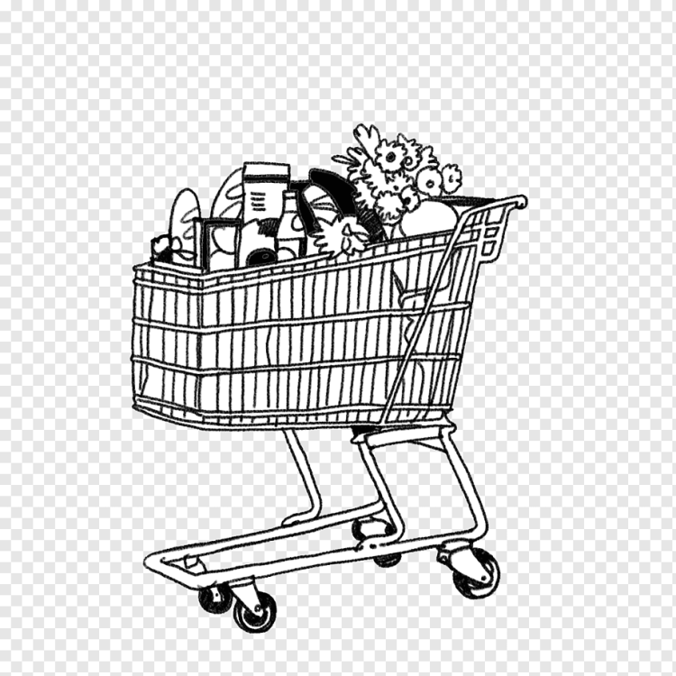 Тележка с продуктами раскраска