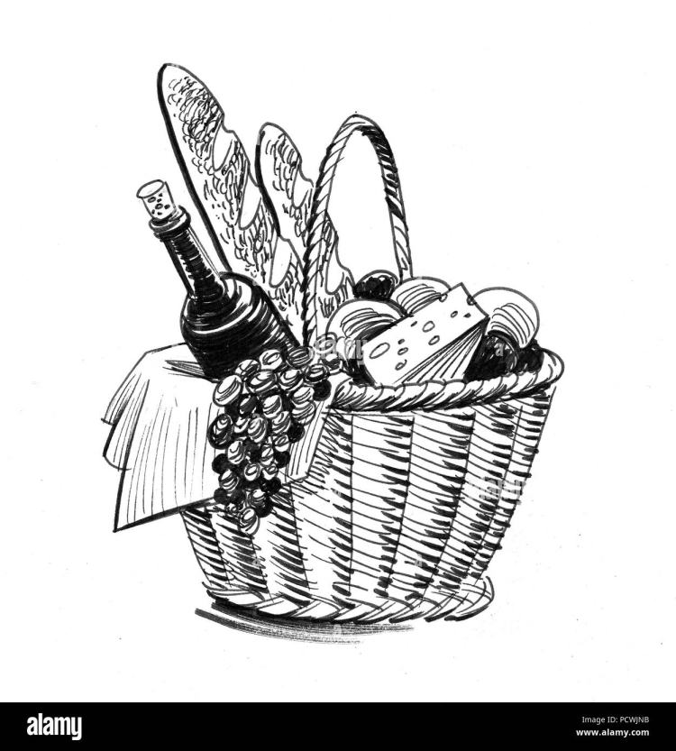 Корзина с продуктами контур