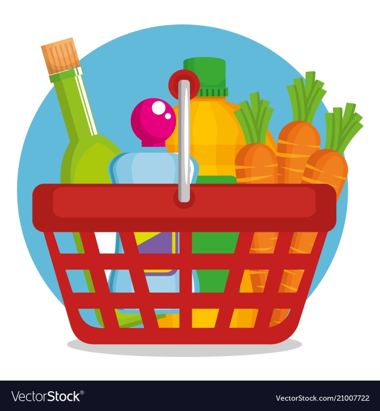 Корзина с продуктами вектор