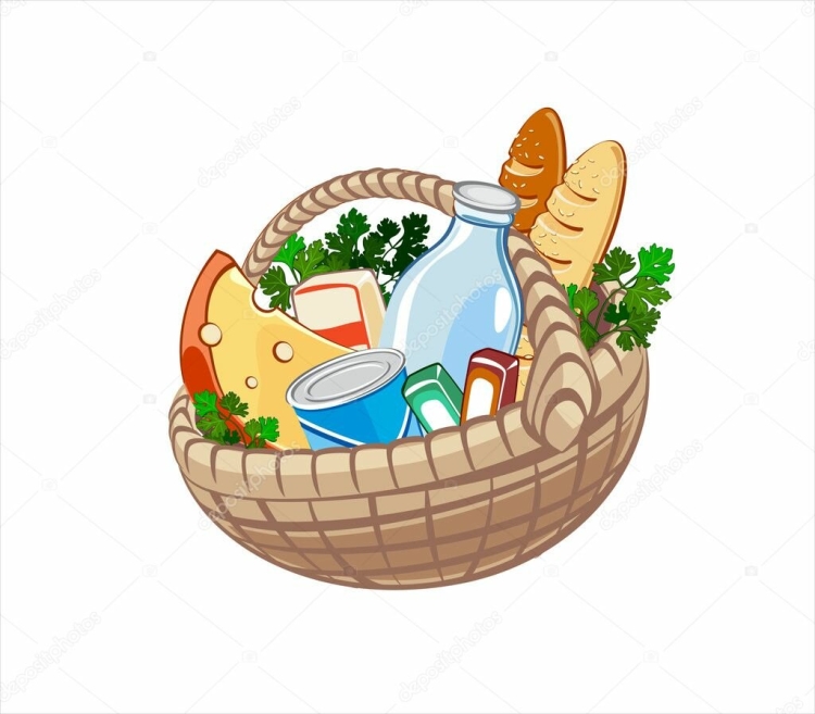 Корзина с продуктами мультяшная