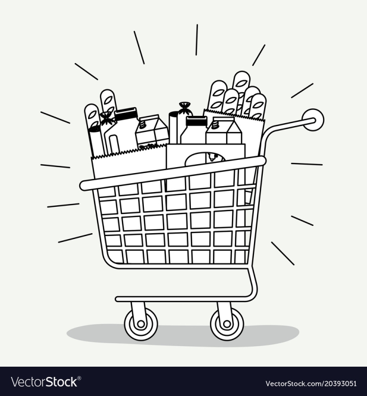 Корзина с продуктами вектор