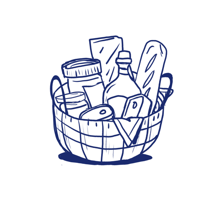 Корзина с продуктами вектор