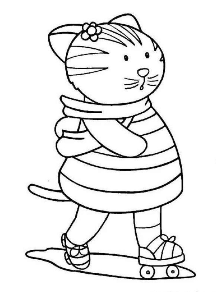 Раскраска котик в коробочке