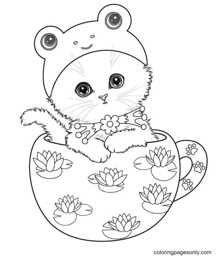Раскраска милый котенок