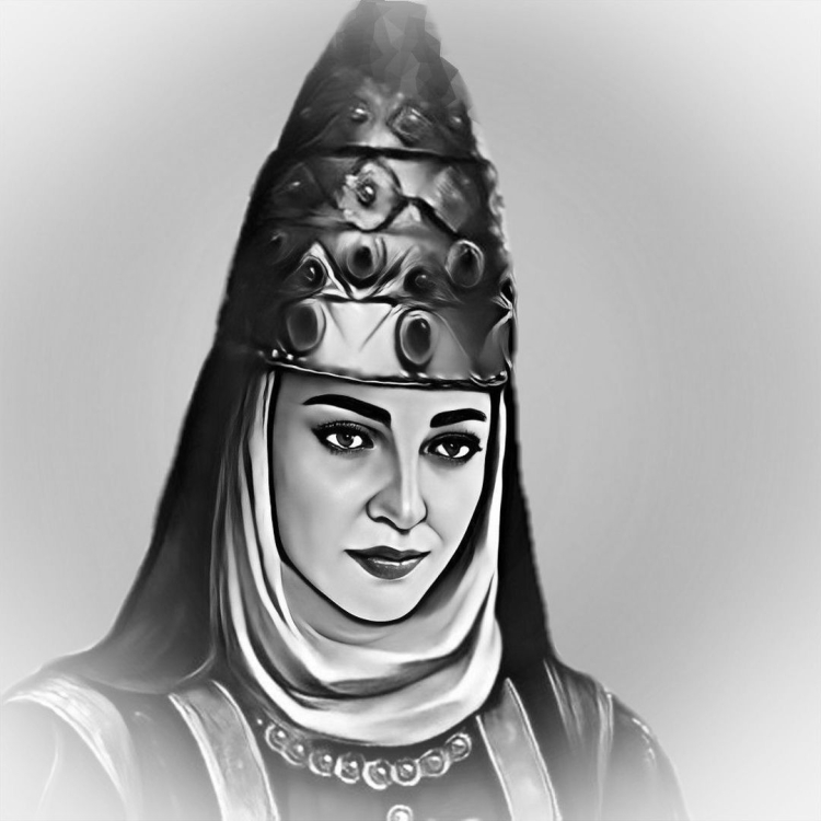 Рисунок татарки смотрящей в сторону карандашом