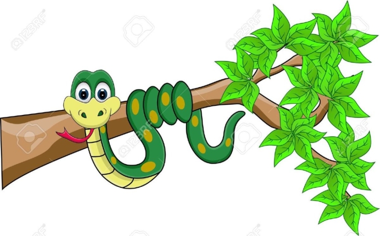 Змея на дереве рисунок