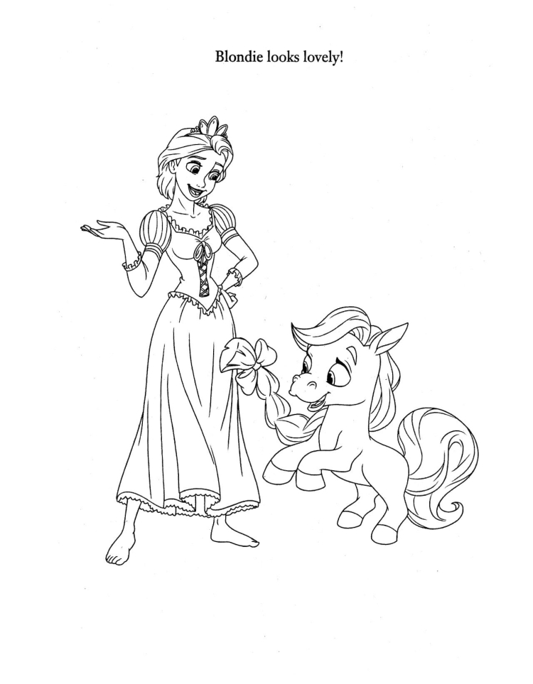 Раскраска принцесса с котом
