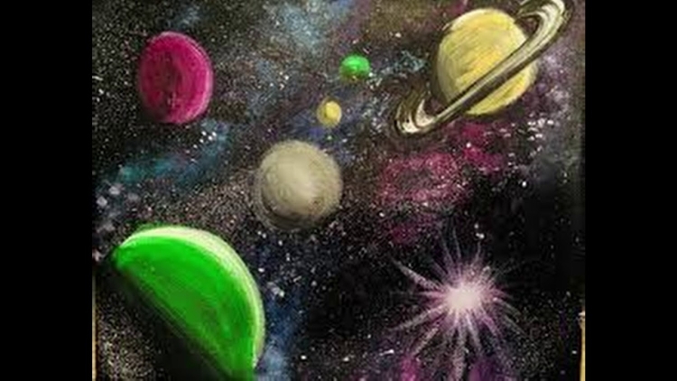 Космос планеты акрилом