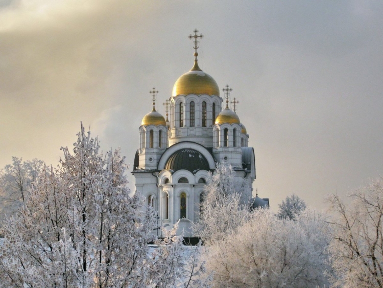 Церковь зимой рисунок