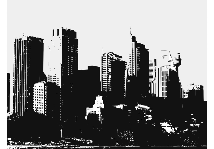 Силуэт города рисунок черно белый