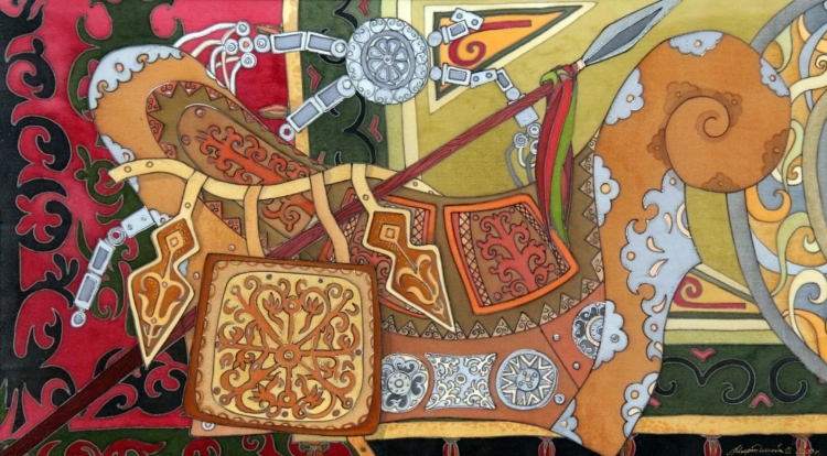 Башкир и башкирка в национальных костюмах рисунок