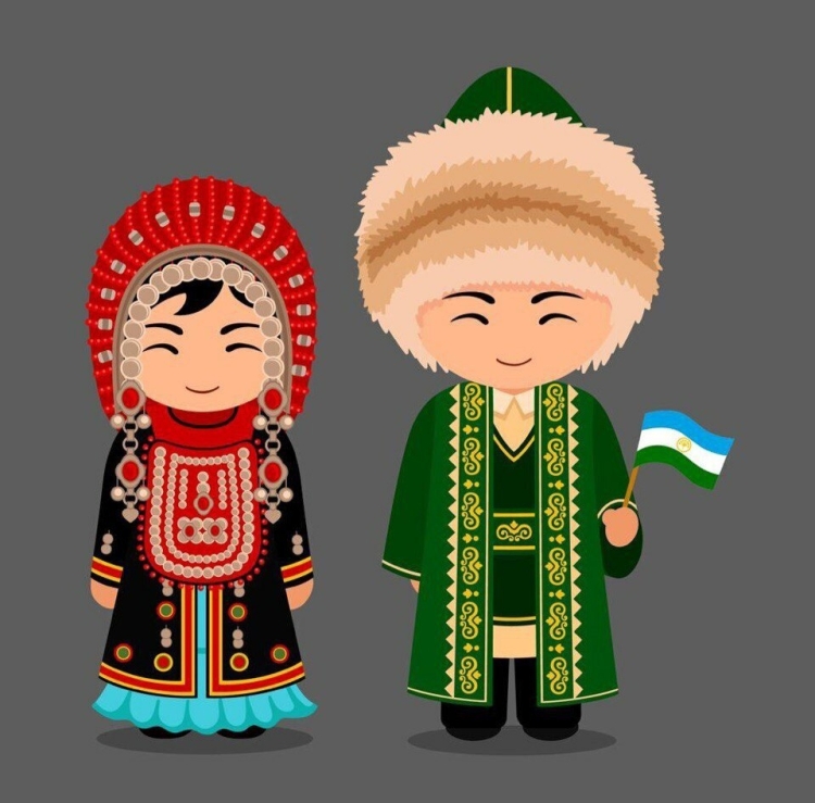 Башкирский национальный костюм вектор