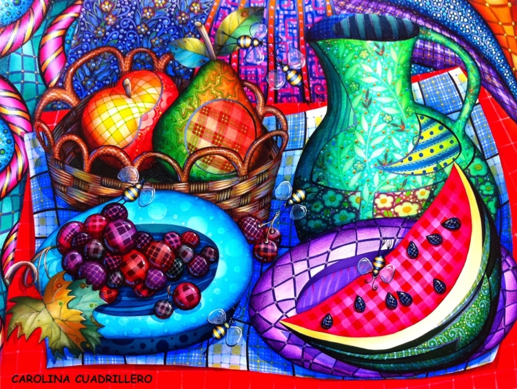 Рисунок точками фрукты