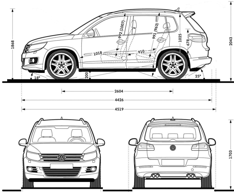 Габариты VW Tiguan 2015