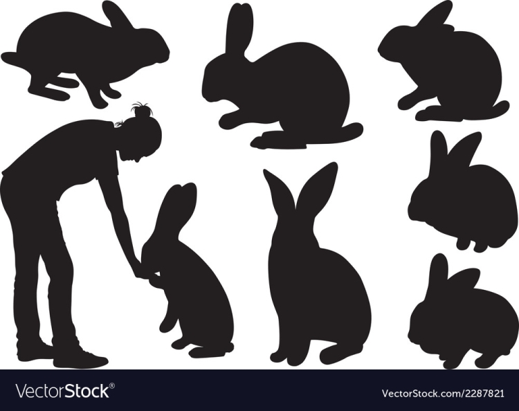 Силуэт кролика рисунок
