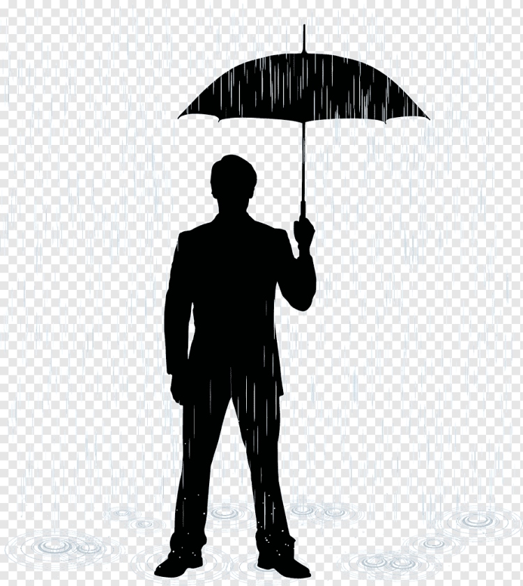 Человек под зонтом рисунок