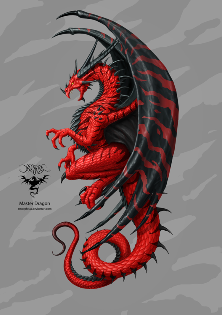 Эскиз красный дракон