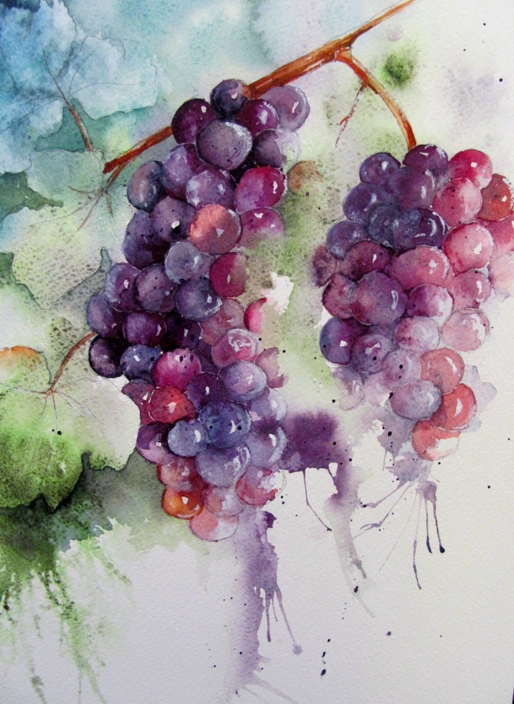 Рисуем виноград акварелью поэтапное обучение - видео