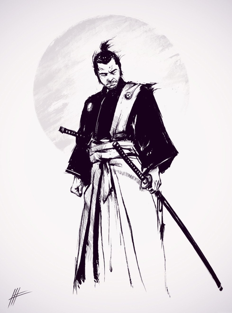 Эскизы самурая легкие
