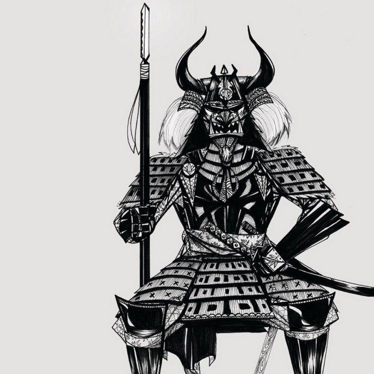 Эскиз самурай с мечом