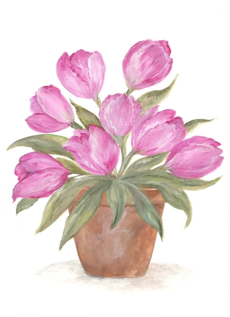 Рисунок тюльпаны в вазе