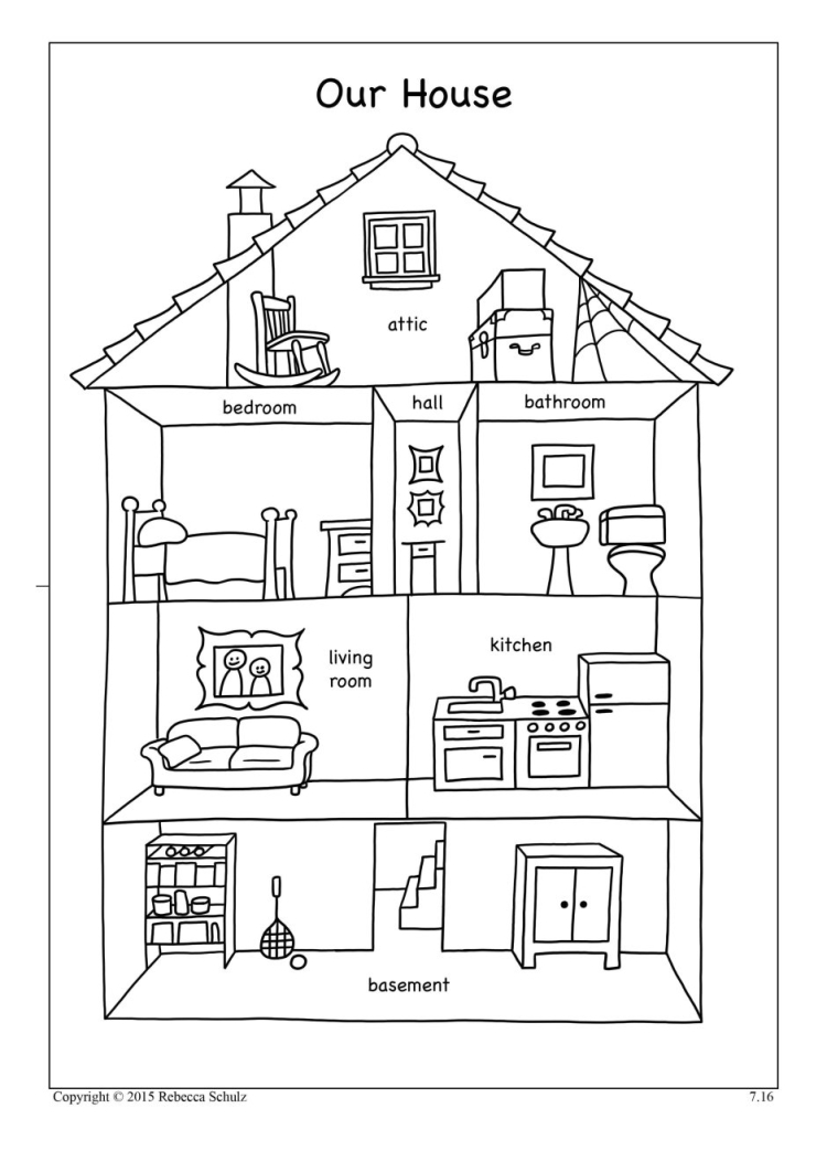 Рисунок дома с комнатами на английский - 68 фото
