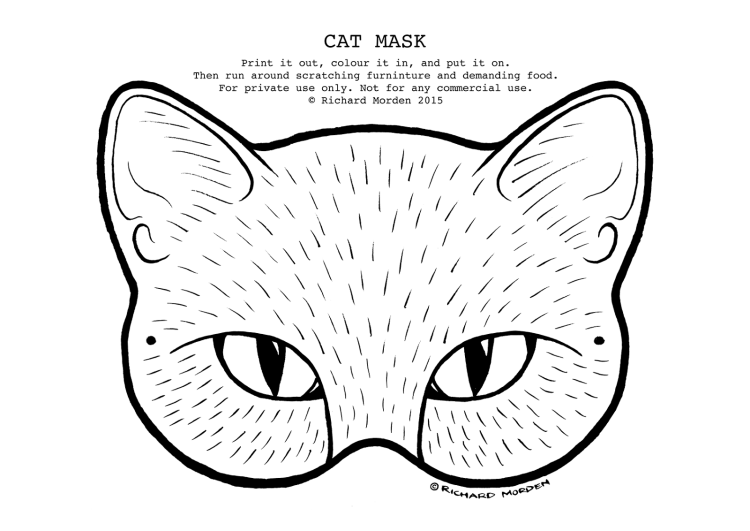 Маска кота раскраска