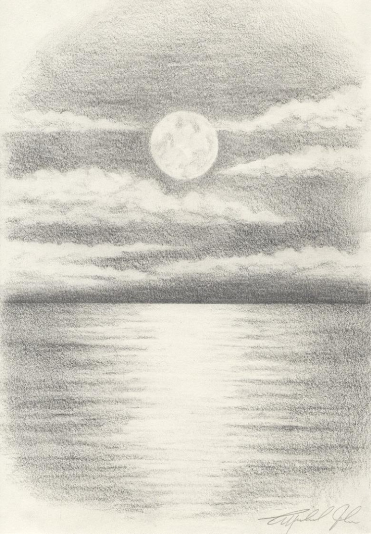 Поэтапное рисование луны