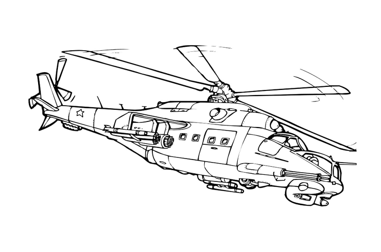 Раскраска для детей вертолета ми-8