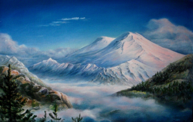 Пейзажи с горой Эльбрус