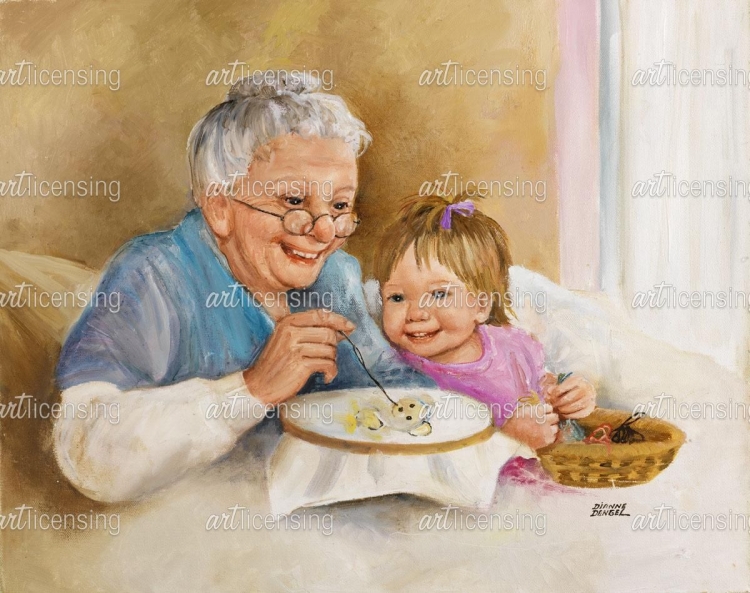 Бабушка и внучка рисунок