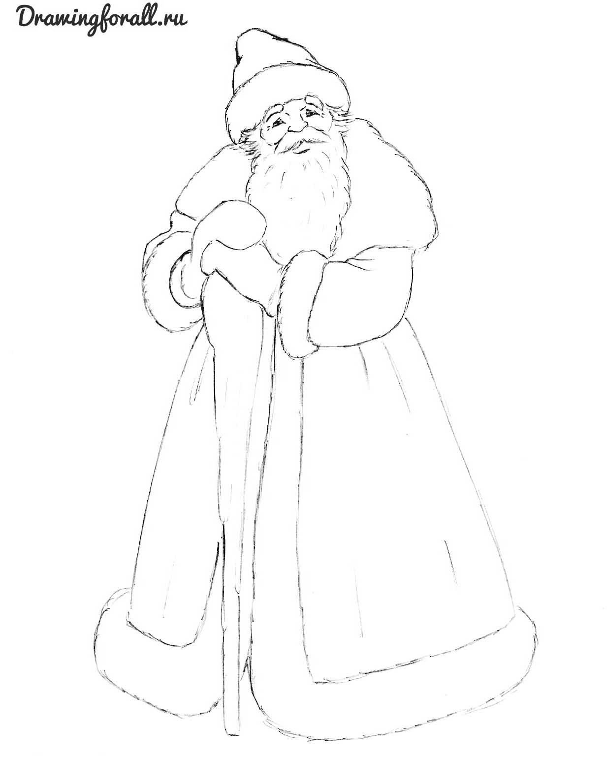 Дед мороз и Снегурочка рисунок карандашом на Новый год 2019