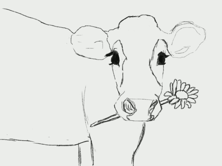 Корова карандашом