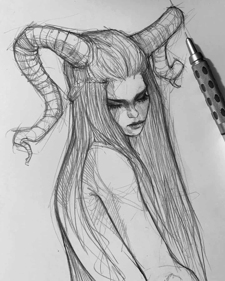 Дьявол рисунок карандашом
