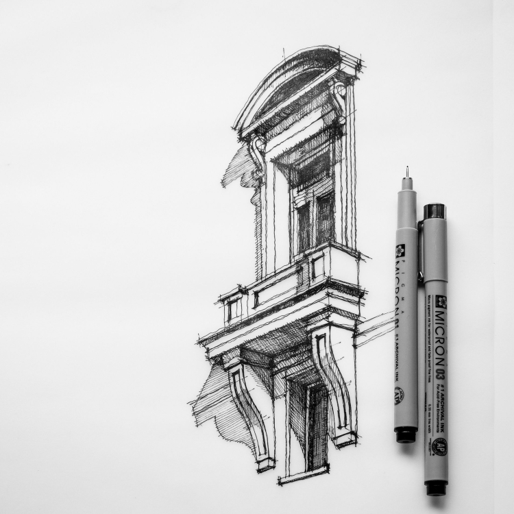 Архитектурные зарисовки карандашом