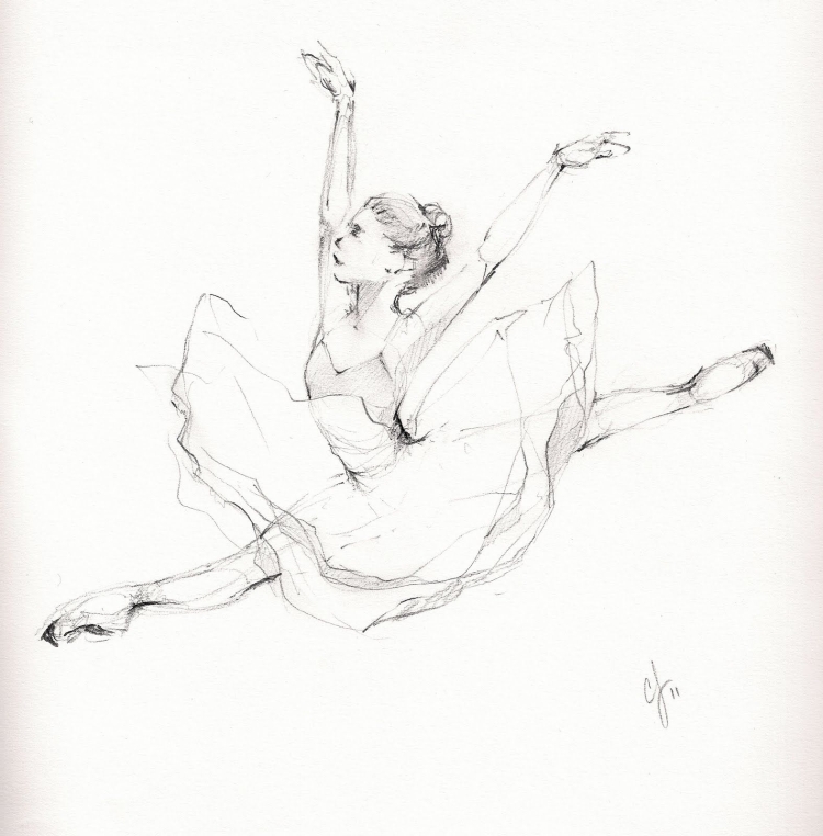 Балерина набросок карандашом