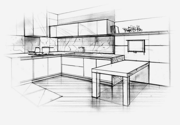 Дизайн кухни в современном стиле рисунок (63 фото)