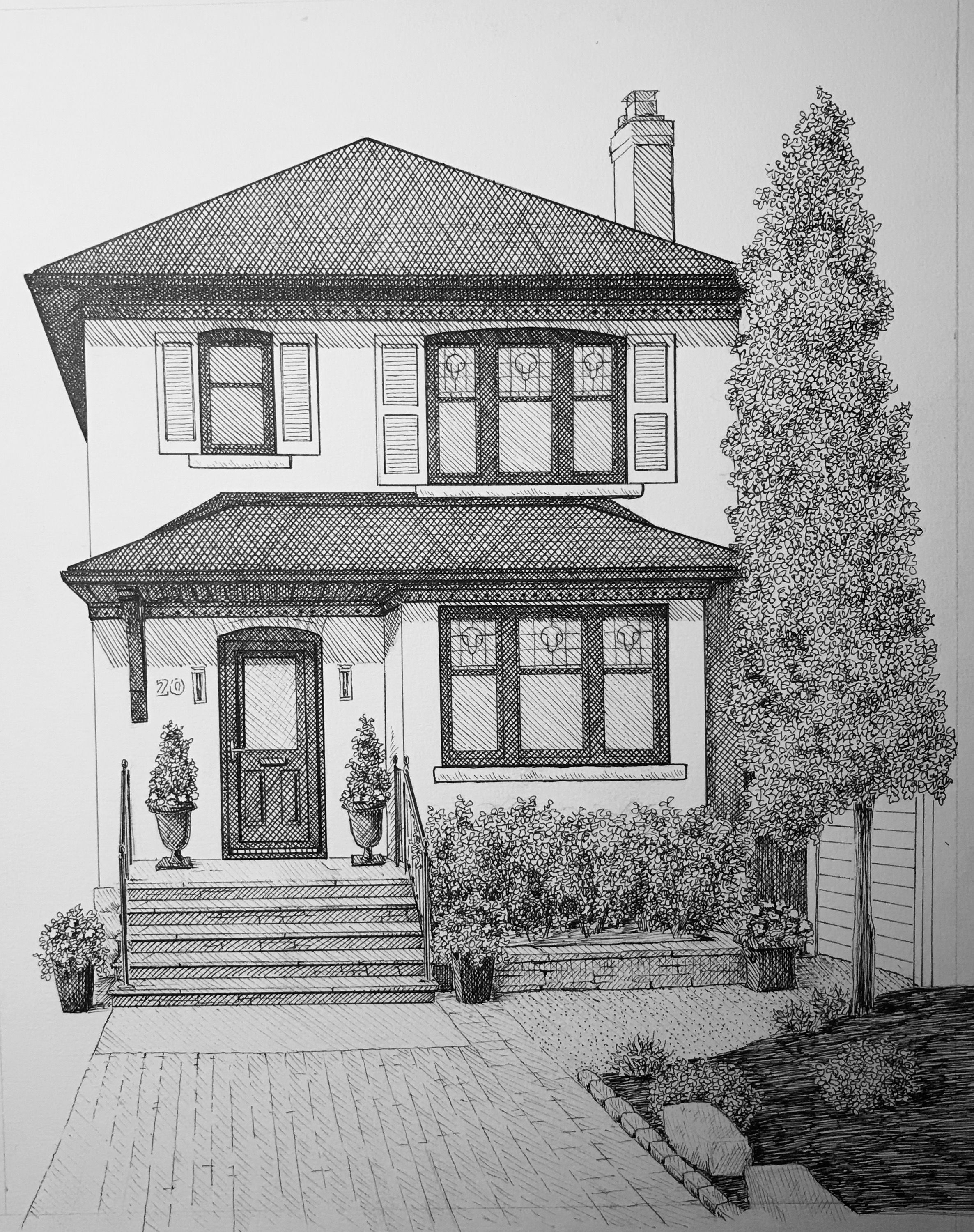 Красивый дом рисунок карандашом - 61 фото