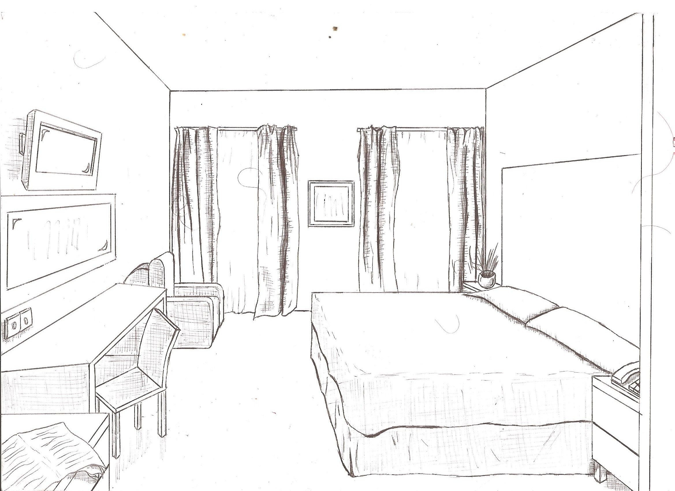 Интерьер комнаты рисунок легкий (68 фото)
