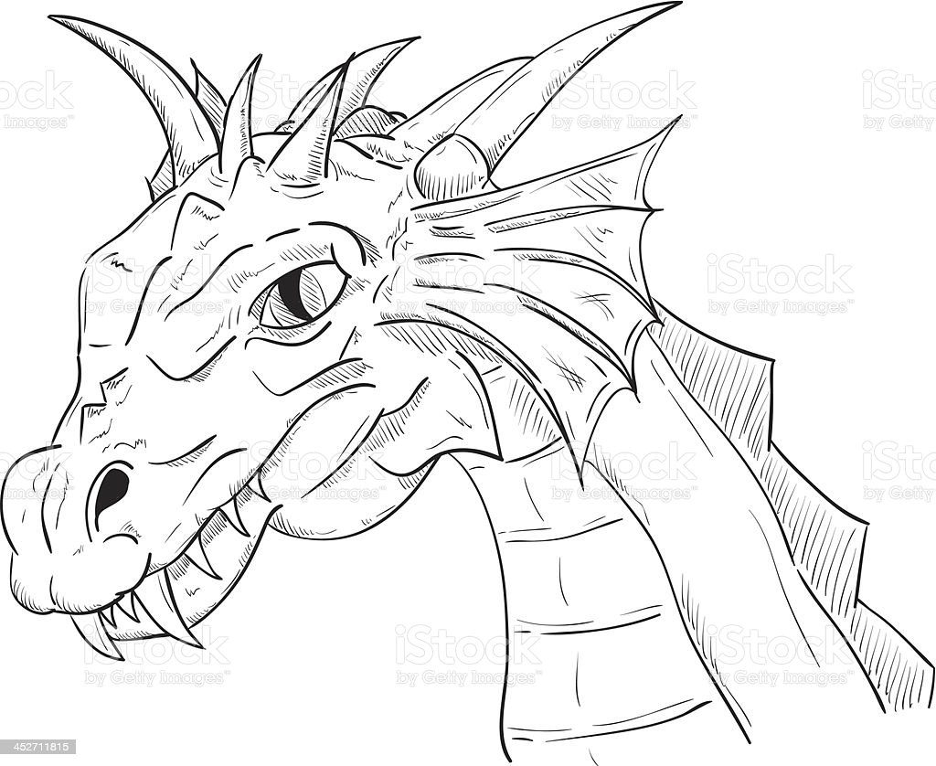 Раскраска дракона с большой головой и длинным хвостом, генеративный ии