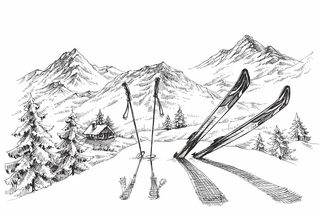 Стоковые векторные изображения по запросу Коньки лыжи сани