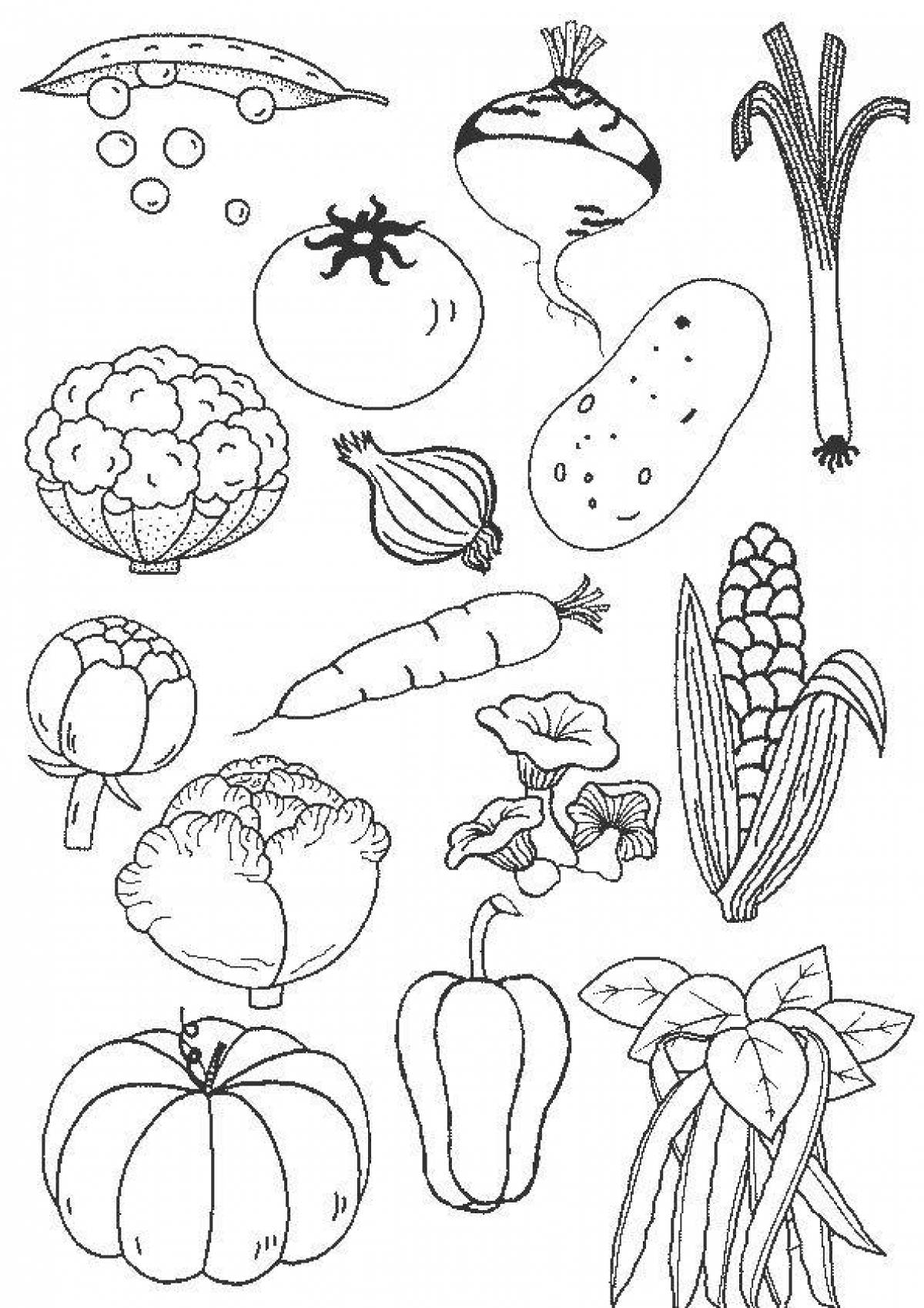 Овощи. Раскраска для малышей