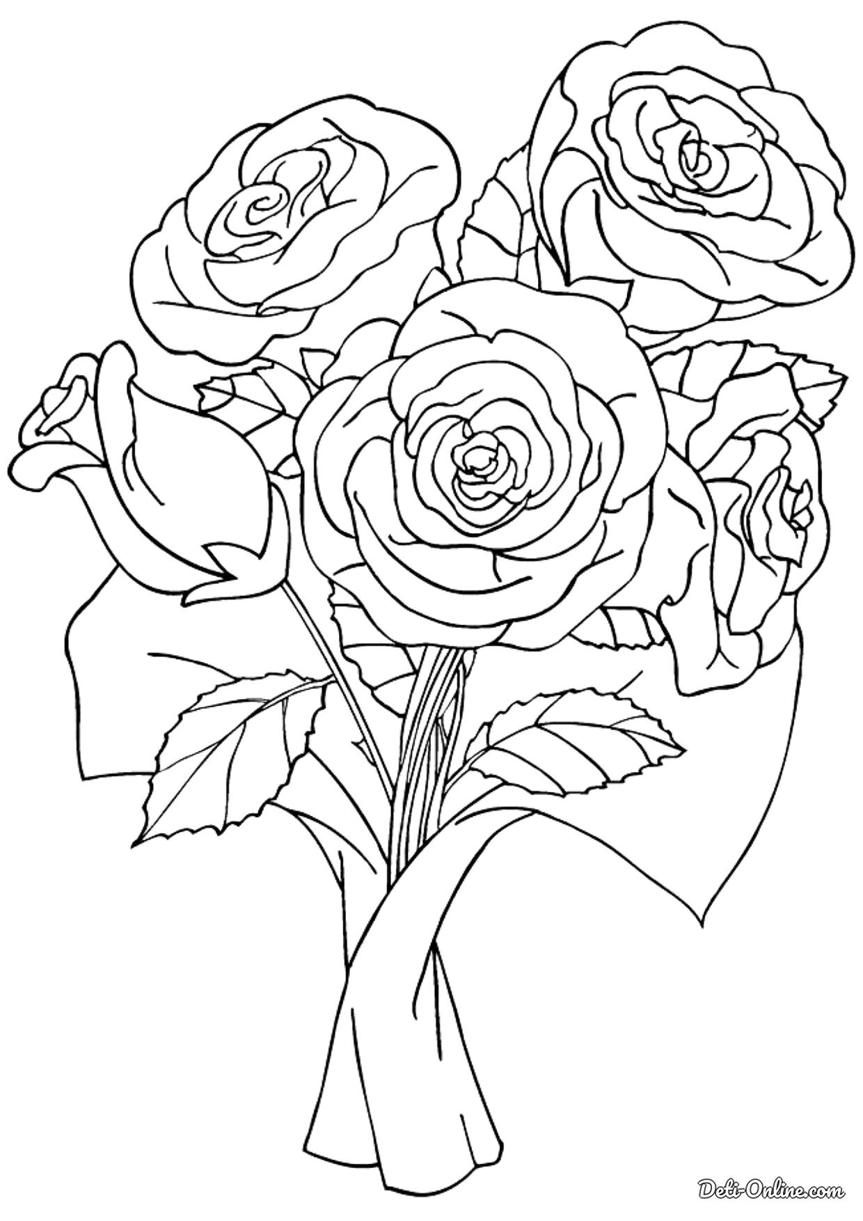Картинка роза раскраска - 70 фото