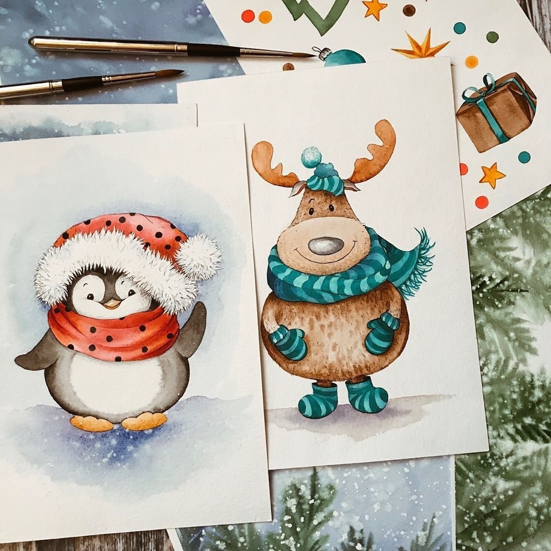 Идеи на тему «Поэтапно» (10) | легкие рисунки, рисование, рождественские открытки своими руками