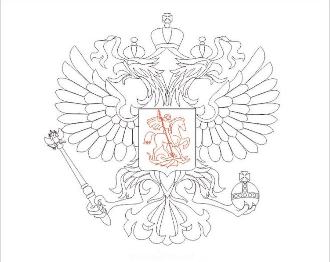 Раскраска герб россии распечатать