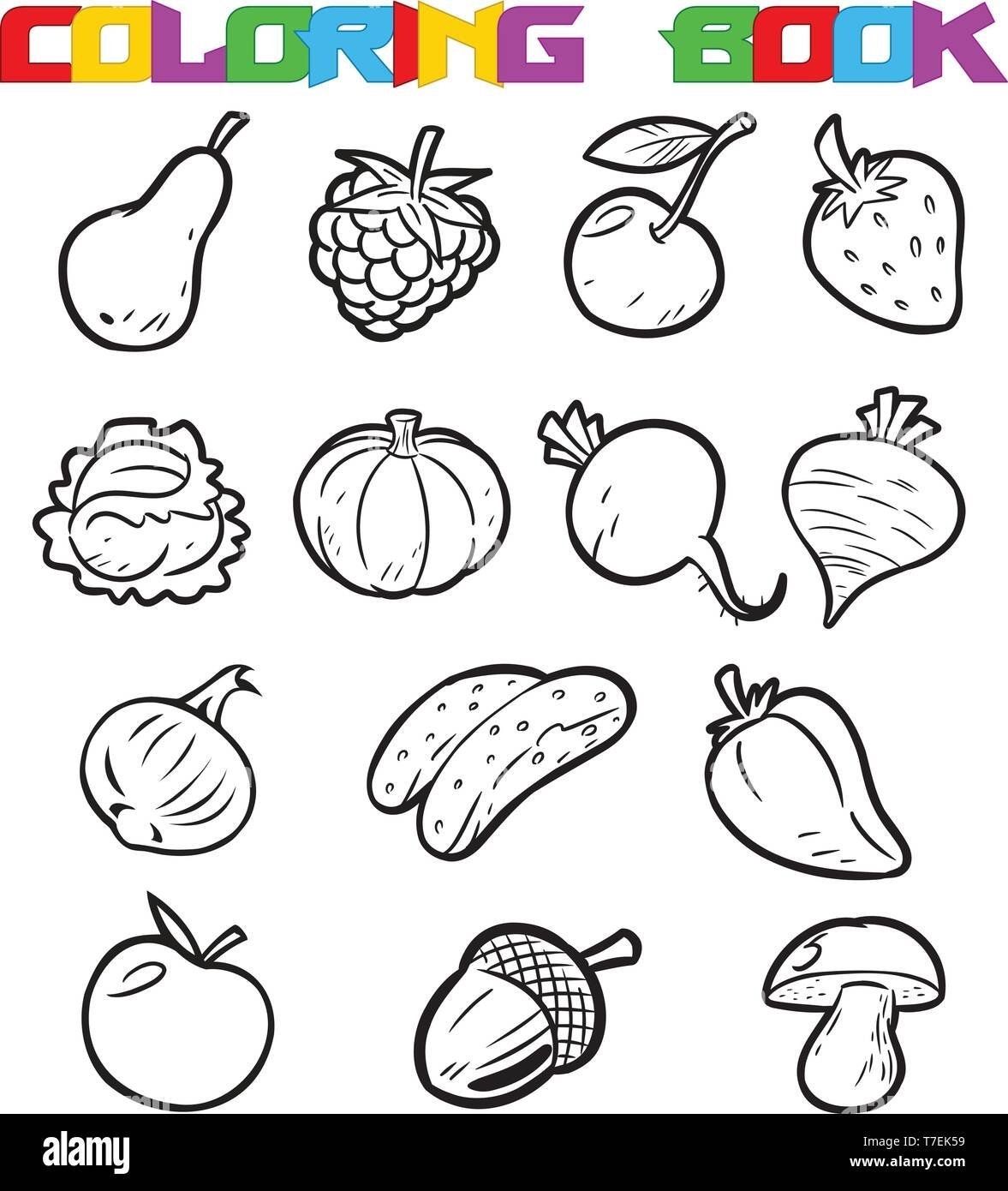 Фрукты и овощи: книжка-раскраска. - Изд. 2-е; сер. Раскраска-лабиринт; ISBN 978-5-222-30742-7
