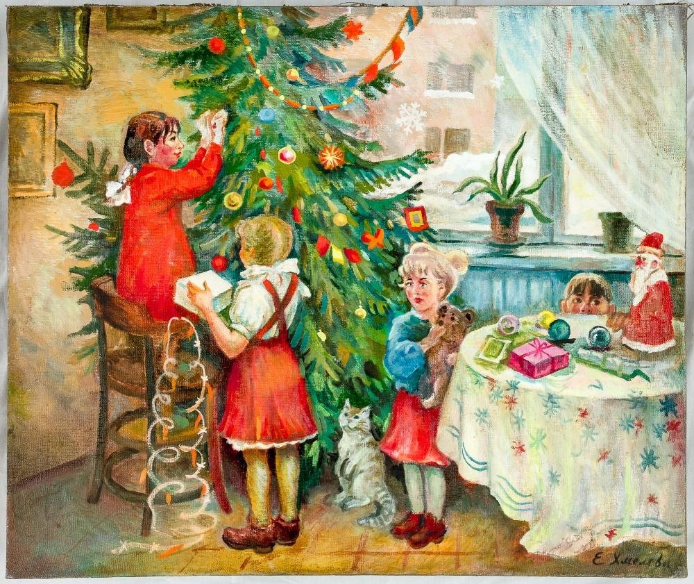 Новогодний праздник для детей. Дети наряжают елку. Новогодняя елка для детей. Малыш наряжает елку.