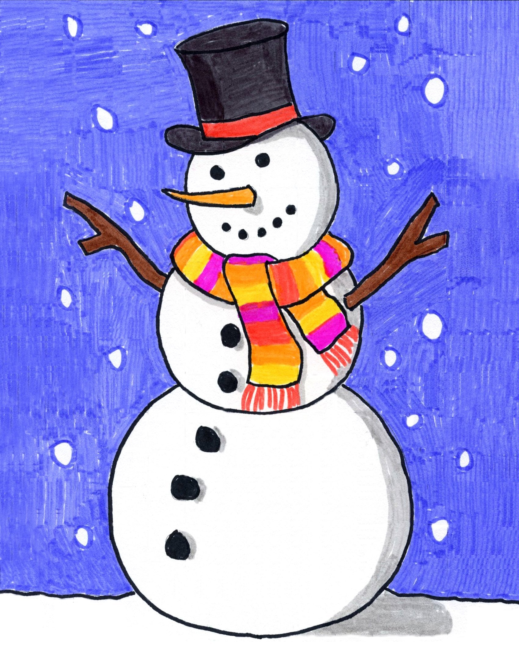 Фреска-открытка «Весёлого Нового года» Снеговик и енотик