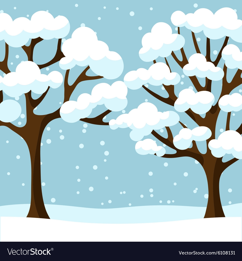 Раскраска деревья в снегу